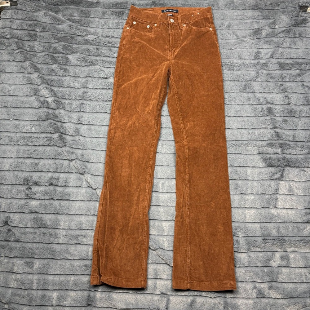 Calvin Klein Jeans Womens 2/26 Rust Brown Corduroy Flare Leg Pants Stretch 9712